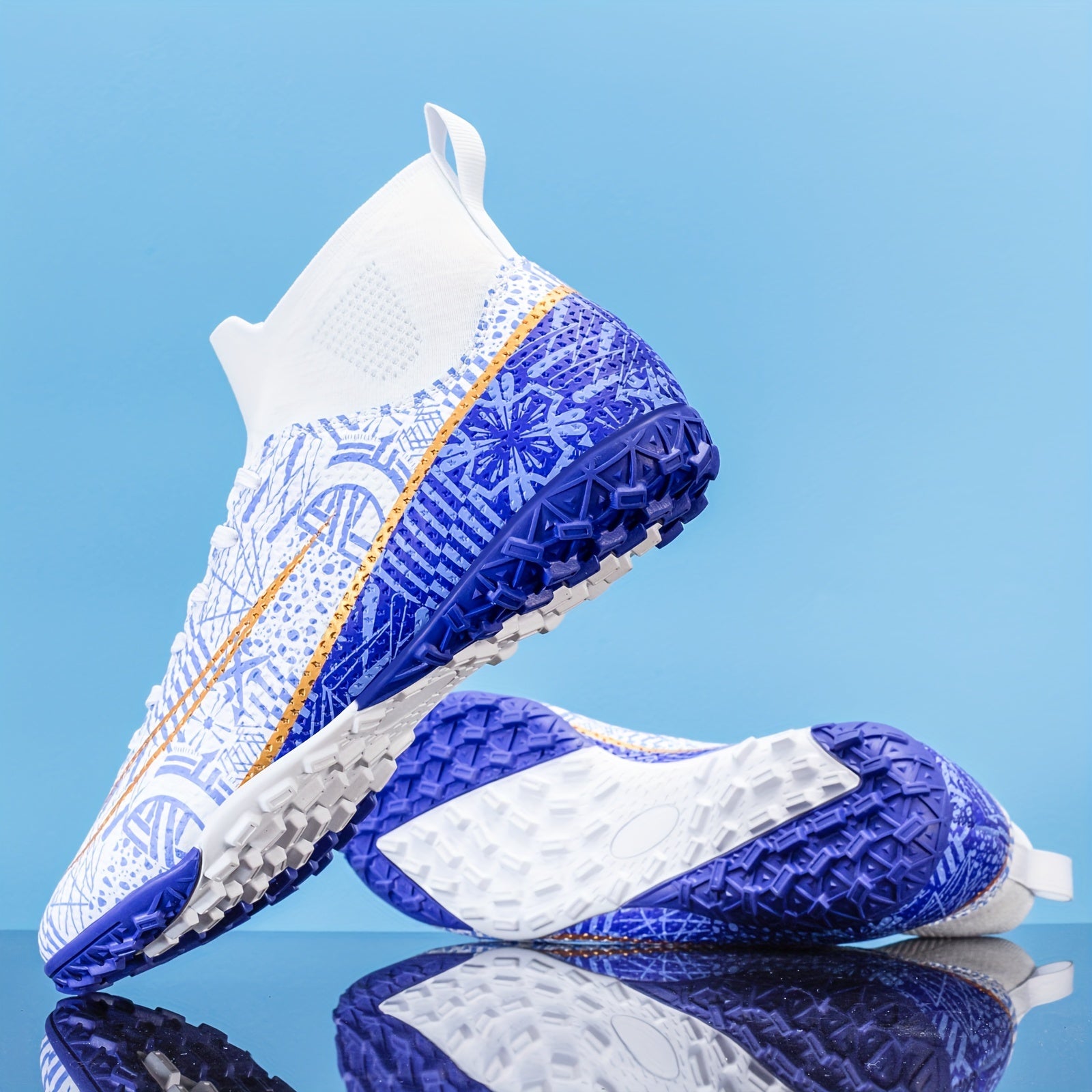 Boys' High Top Turf Football Boots Lace Up TF Soccer Cleats