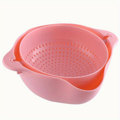 Double Layer Plastic Kitchen Drain Basket for Vegetables and Fruits