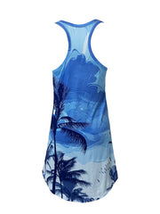 Diamond Print NightDress Crew Neck Sleeveless Pajama Dress Women's Sleepwear