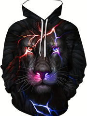 Men's Lion Graphic Hoodie Stretch 3D Print Sweatshirt