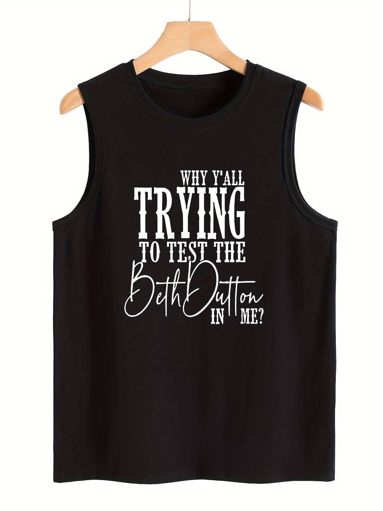 Sleeveless Letter Print Sports Vest Round Neck Casual Tops