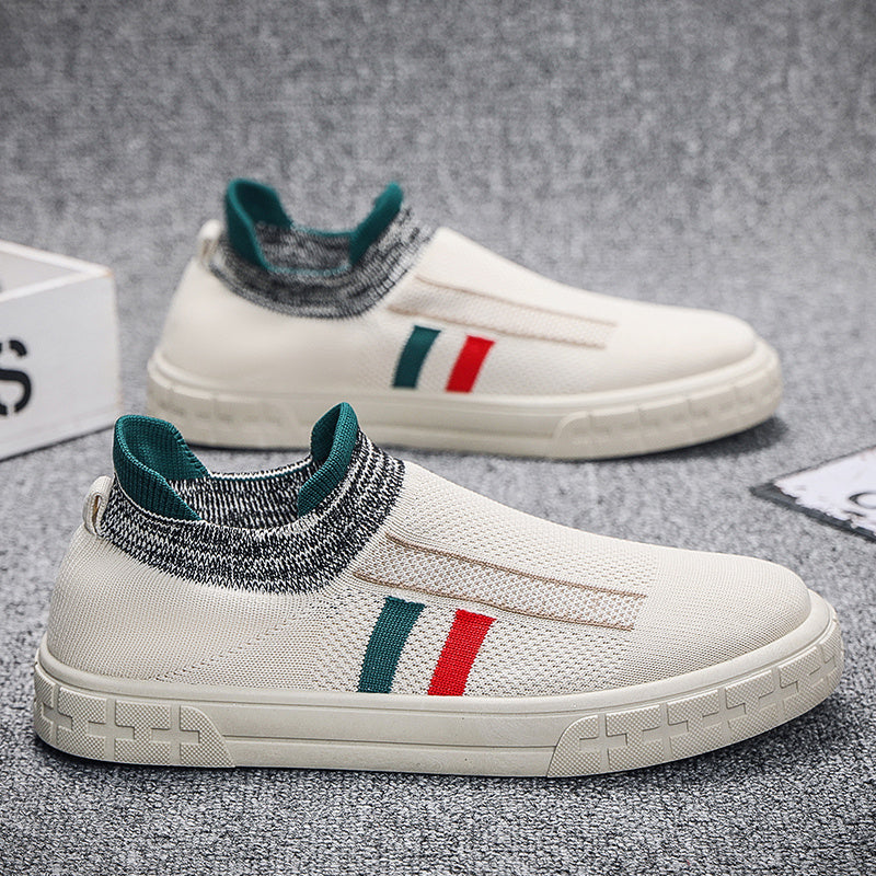 Men's Knitted Breathable Casual Shoes Slip On Sneakers For Traveling Jogging