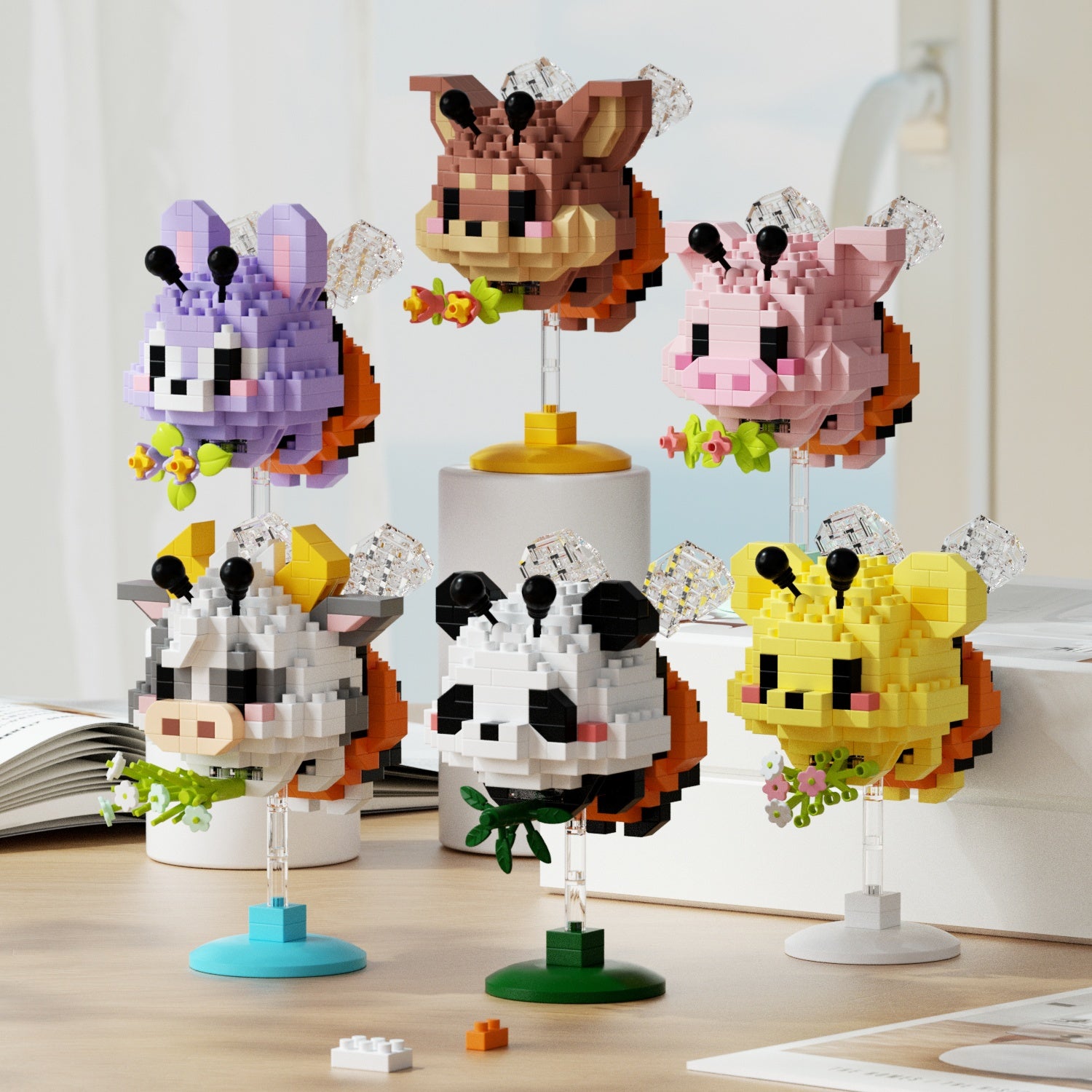 Cute Animal Figurines with Wings in Pastel Colors