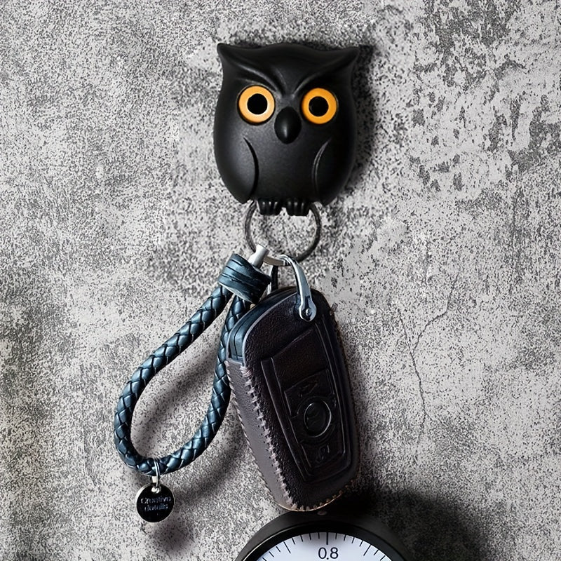 3pcs Owl Wall Hook Blinking Eyes Adhesive Key Hanger