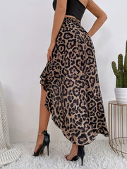 Leopard Print Ruffled Skirt Retro Loose Casual Skirt