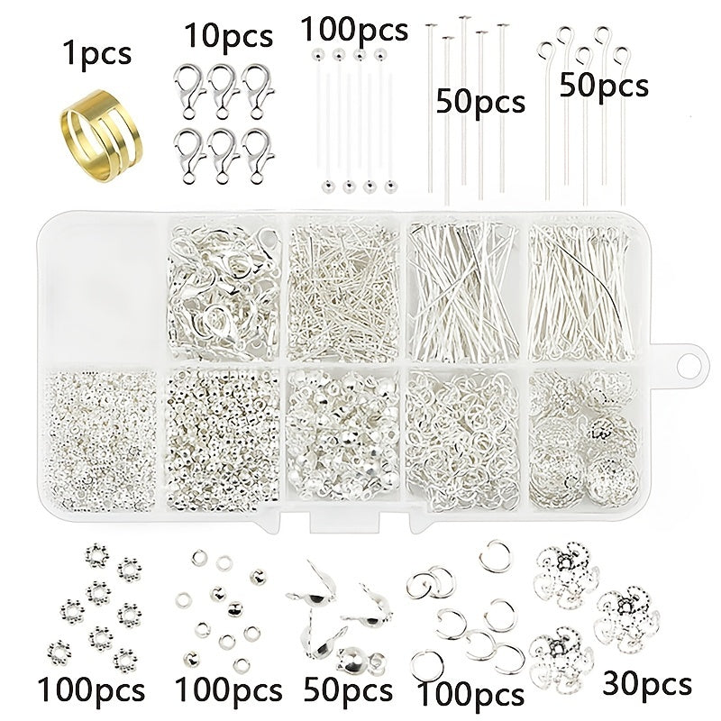 DIY Earring Accessories Kit Golden & Silver Jewelry Beads Pliers Set 5g