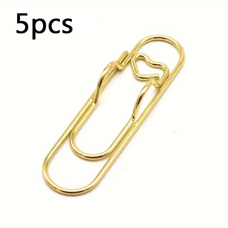 5pcs Metal Pen Clips Bookmarks Paper Clip Stationery Tool