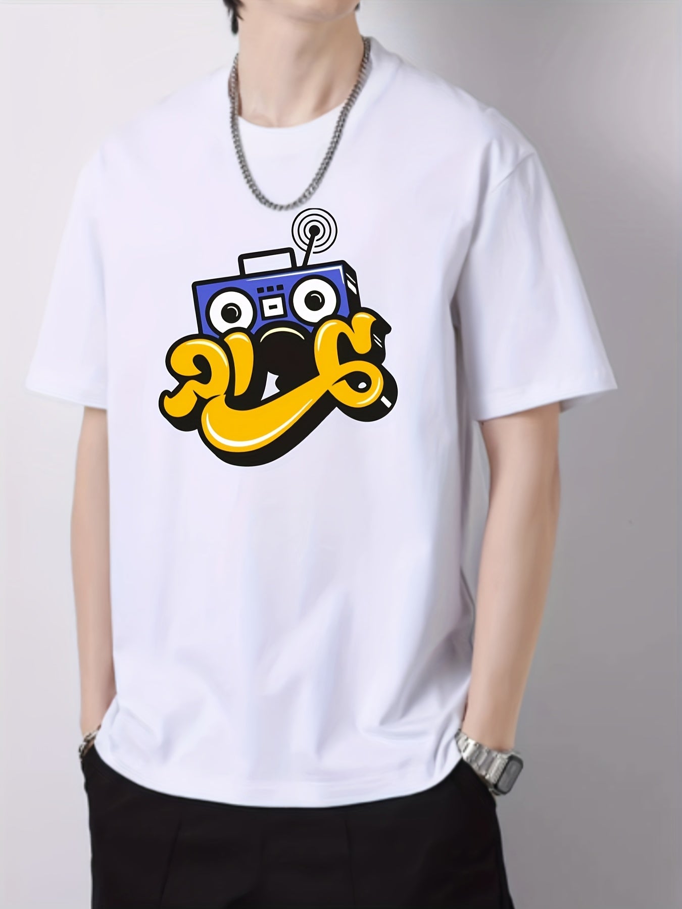 Men's Radio Pattern Crew Neck T-Shirt