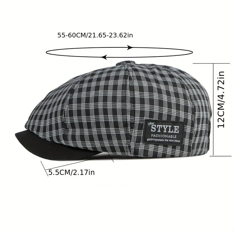 Khaki Retro Sunshade Plaid Painter Hat Men Women