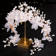 Faux Pearl Flower Headband Floral Hair Band Women's Accessories