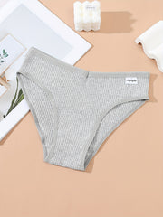 4pcs Ribbed Briefs Stretchy Comfy Panties Women's Lingerie Underwear