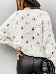 Jacquard Long Sleeve Sweater Crew Neck Pullover Jumper