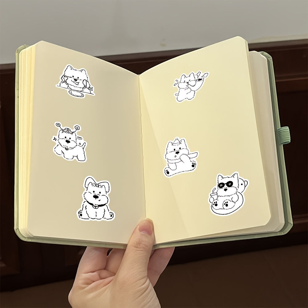 51pcs Anime Westie Stickers Vinyl Decals Monochrome Dog Art for Laptops