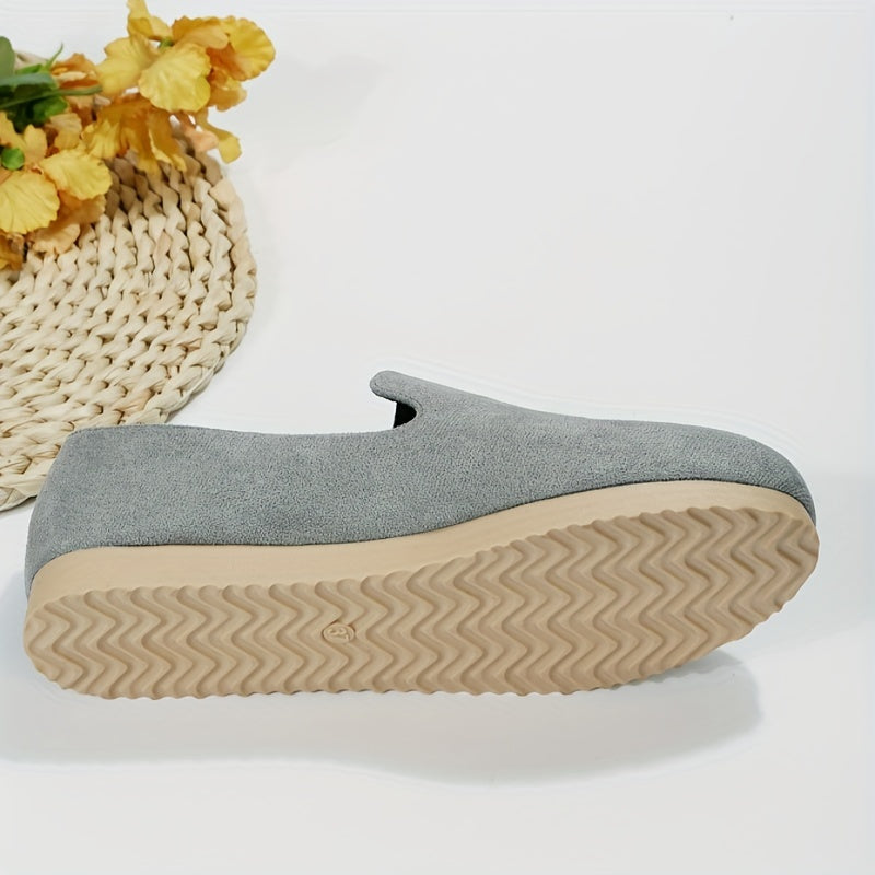 Women's Solid Flat Loafers Slip On Round Toe Soft Casual Shoes