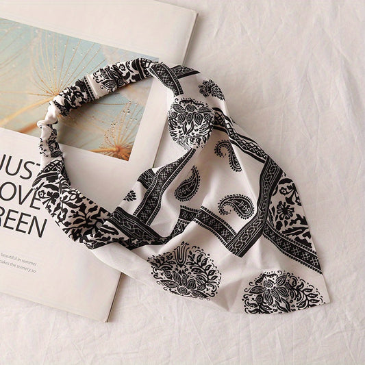 Paisley Print Headband Triangle Head Scarf Elastic Fabric Turban Women