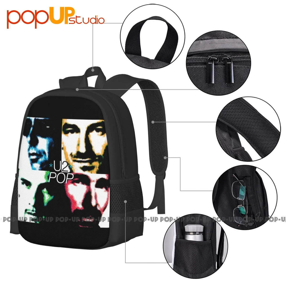 1997 U2 Tour 01 Backpack Large Capacity Vintage Art Print Sports Bag