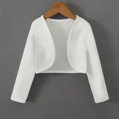 Solid Open Front Blazer Casual Long Sleeve Crop Blazer Women's Clothing