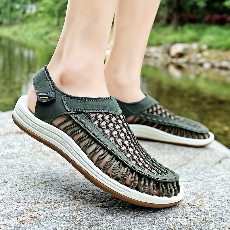 Men's Mesh Knitted Closed Toe Sandals Durable Non Slip Outdoor Sandals