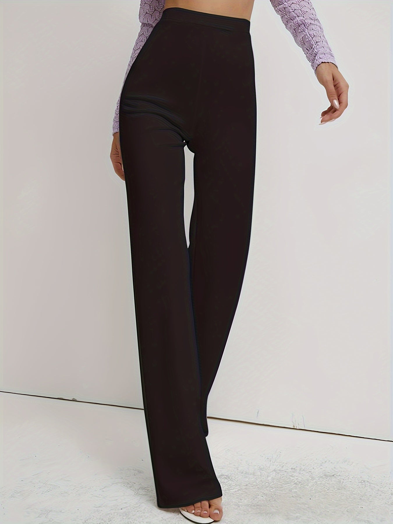 Women's Plus High Waist Straight Leg Trousers