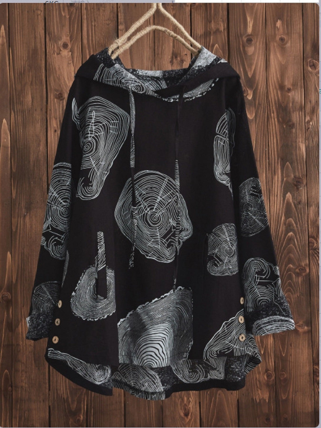 Casual Vintage Long Sleeve Hoodies