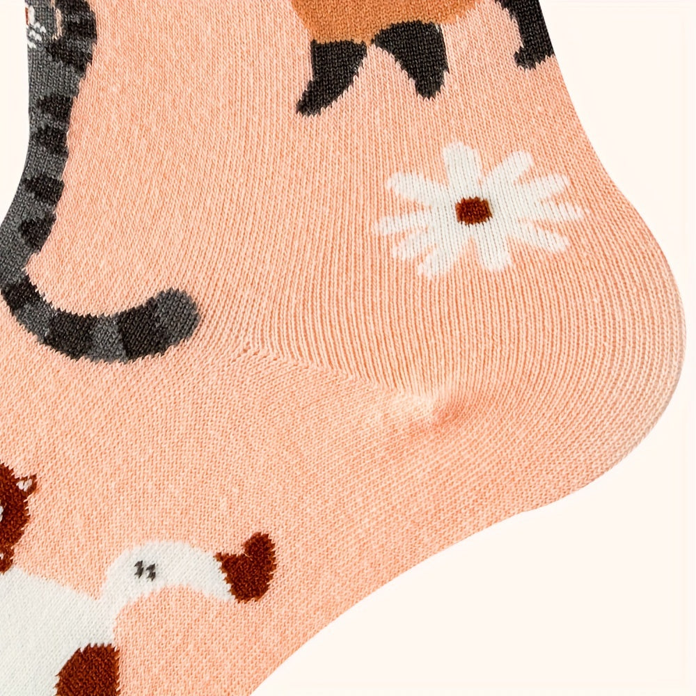 Cartoon Cat Print Socks Women's Stockings & Hosiery
