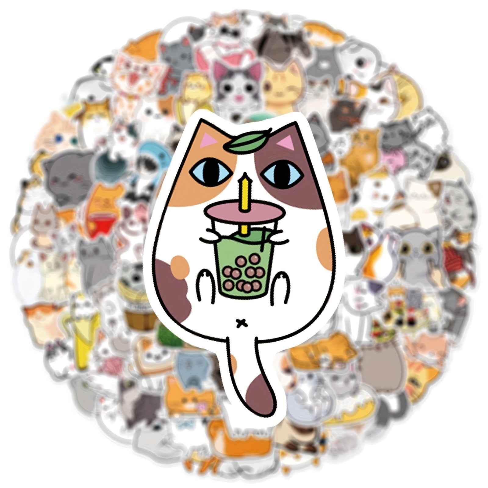 100pcs Cartoon Cat Stickers for Luggage Phone Case Helmet Skateboard