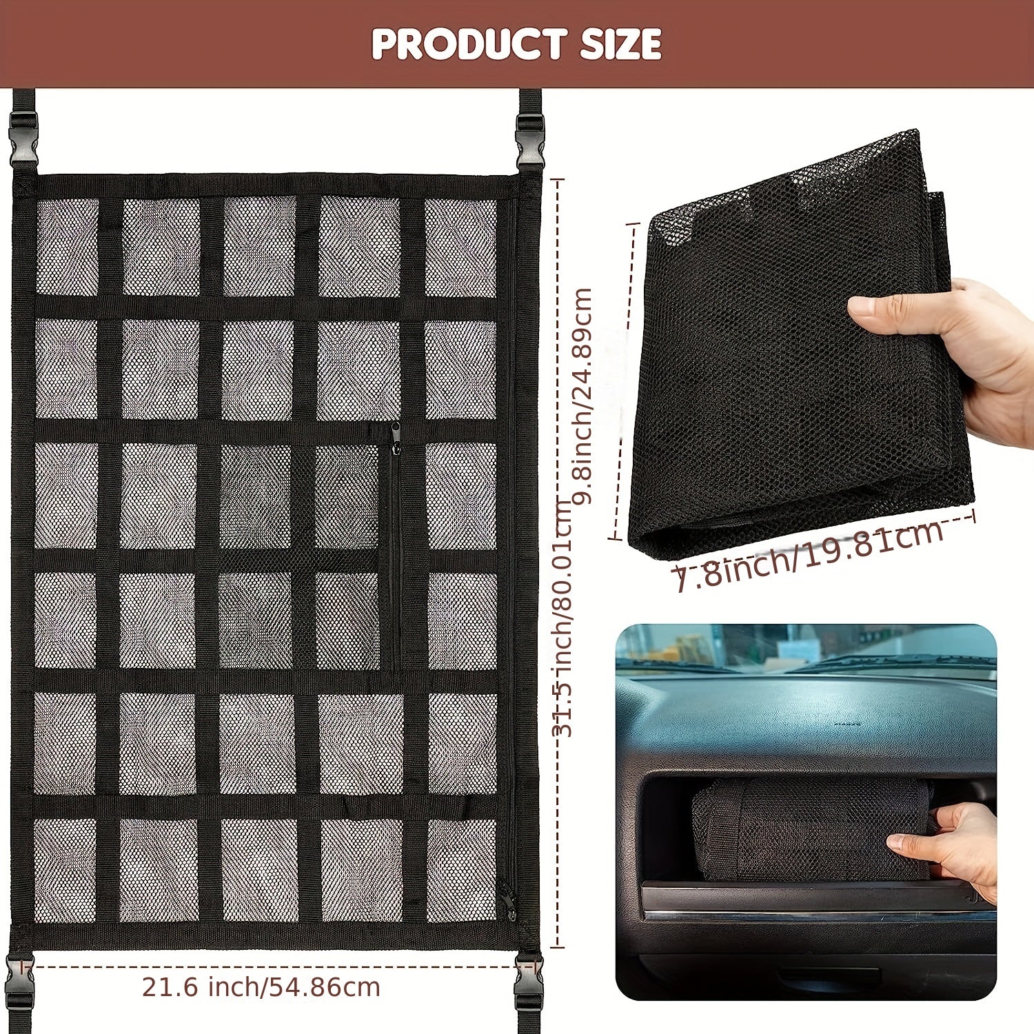 Car Ceiling Cargo Net Pocket Double Layer