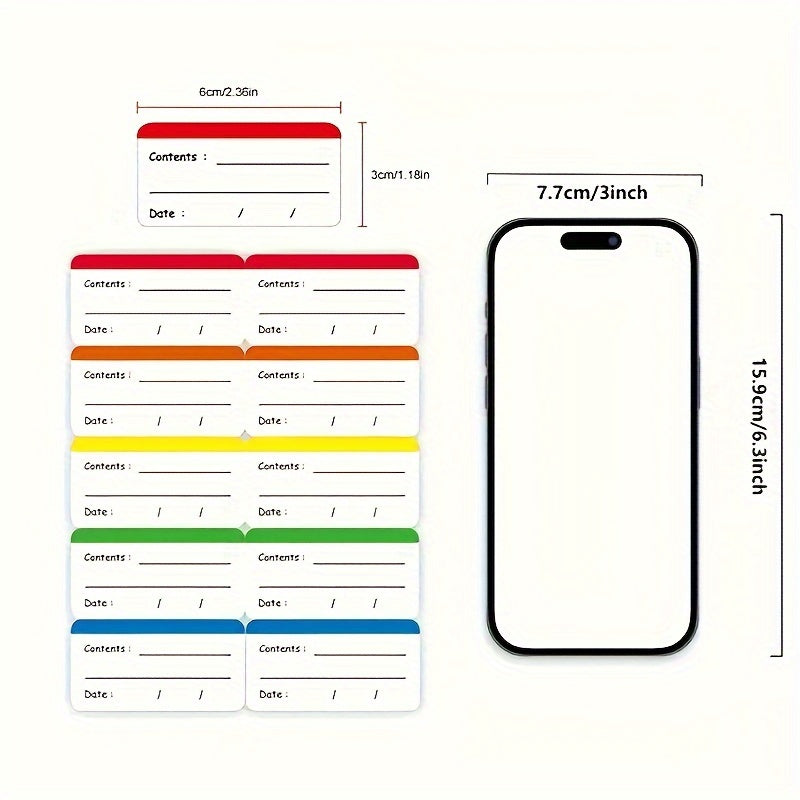 200 Colorful Refrigerator Label Stickers - Food Storage, Removable, Meal Labels