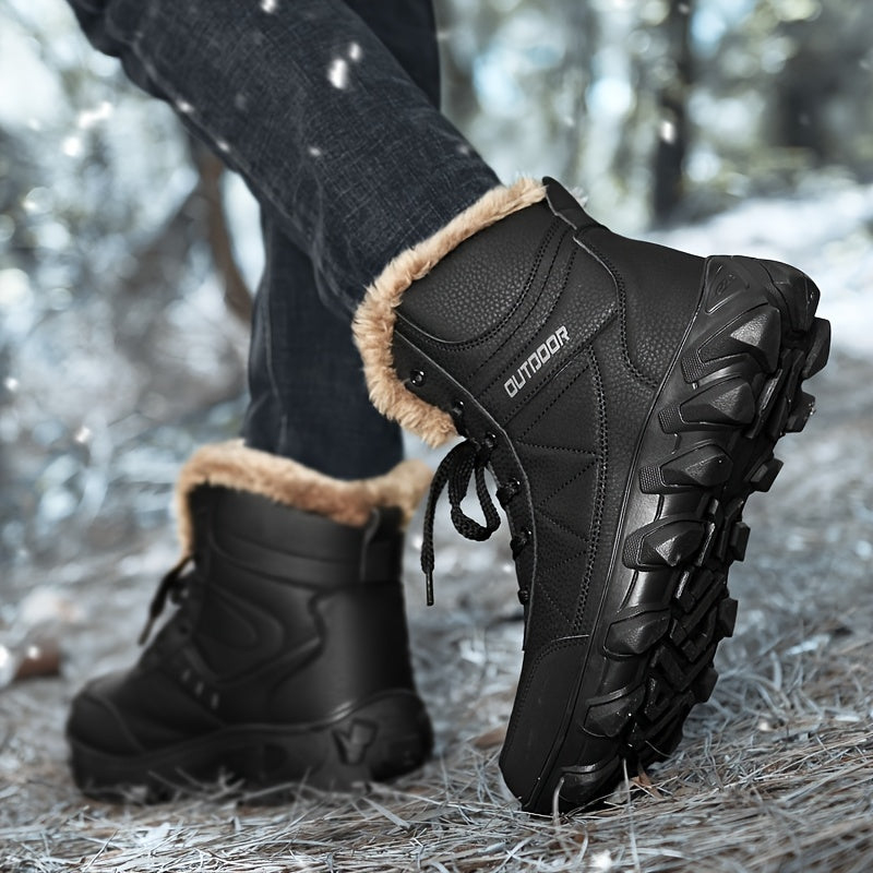 Men's Waterproof Warm Fleece Snow Boots Hiking Boots