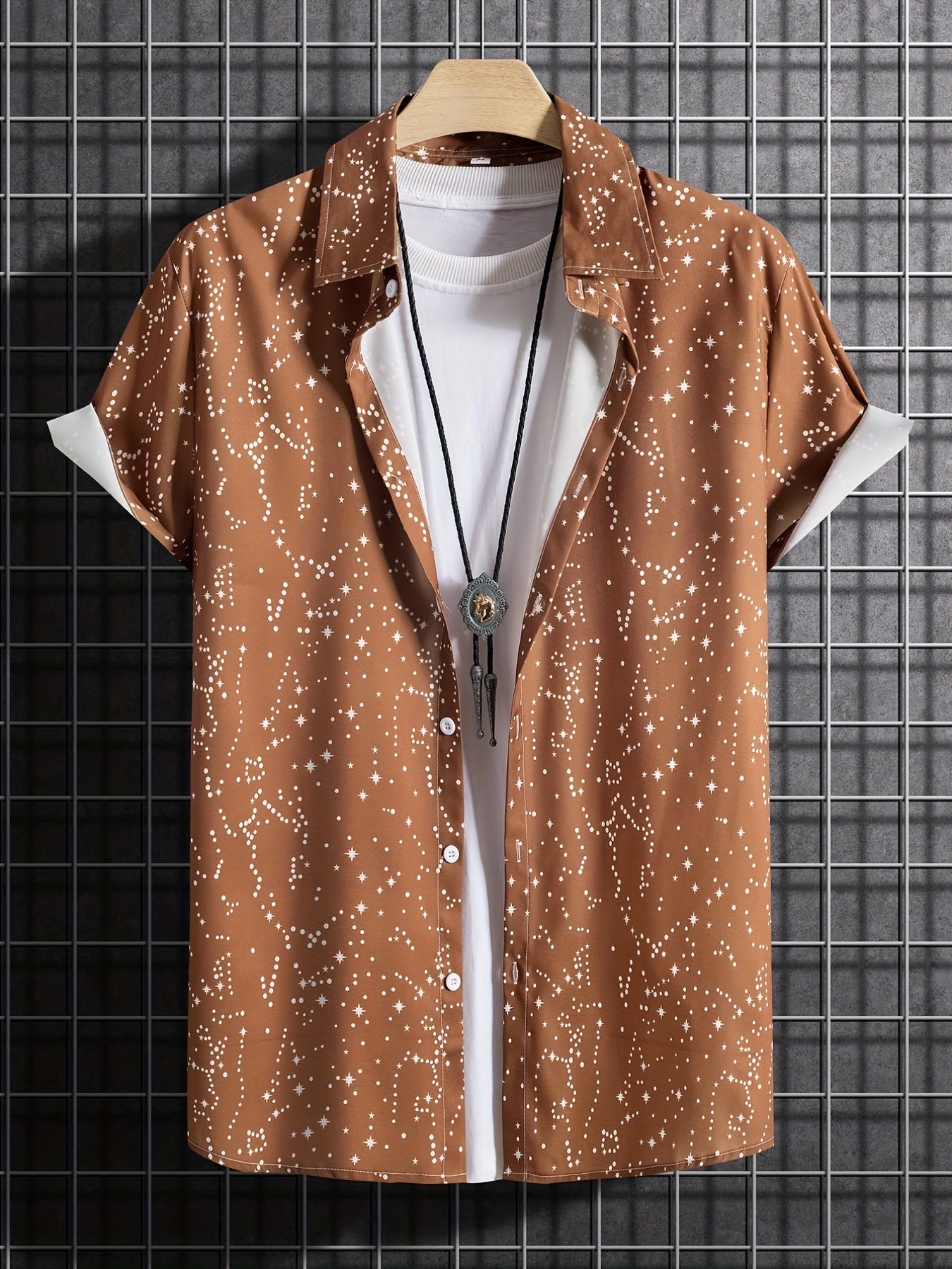 Milky Way Pattern Hawaiian Shirt Men's Casual Short Sleeve Shirt