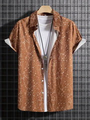 Milky Way Pattern Hawaiian Shirt Men's Casual Short Sleeve Shirt