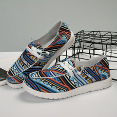 Women's Geometric Pattern Canvas Slip-On Shoes Lightweight Comfortable