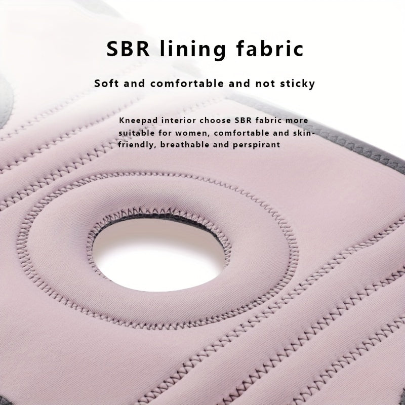 Knee Pad with Soft Silicone Openings for Patella Stabilization