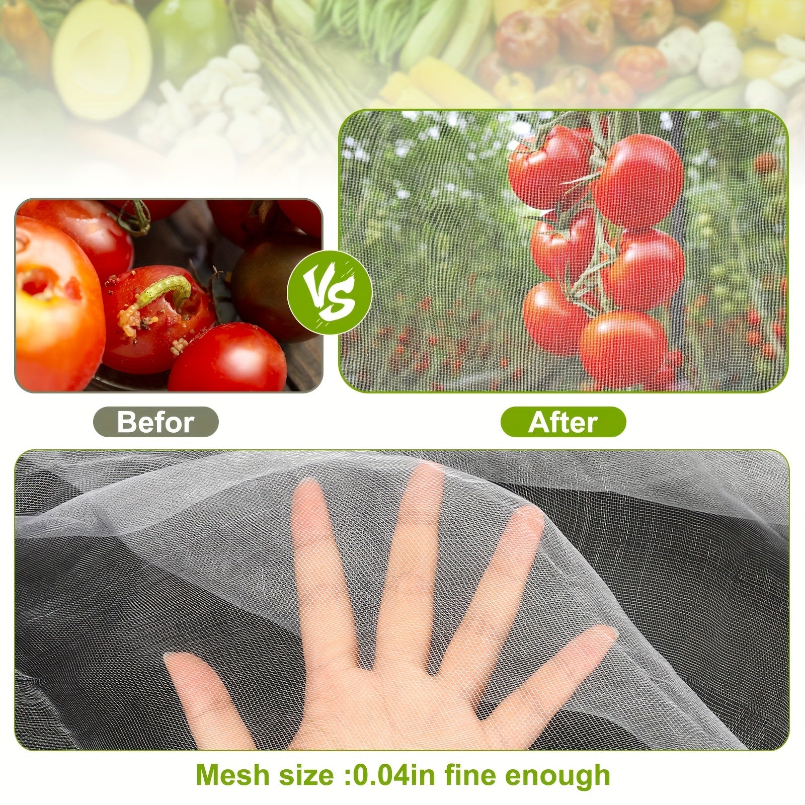2pcs 10x20FT Garden Netting Mosquito Netting Plant Covers Insect Bird Protection