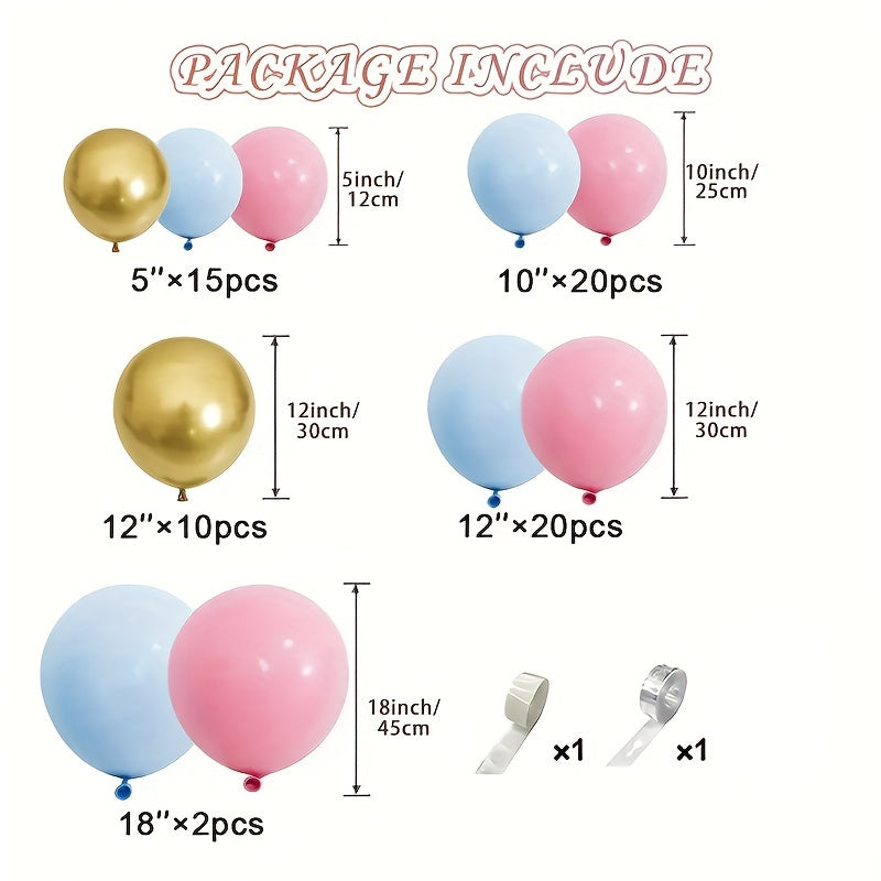 142pcs Gender Reveal Balloon Arch Kit Pink Metal Balloons Party Supplies