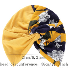 Floral Cloth Twist Turban Cap Soft Women Print Hijab Turban Head