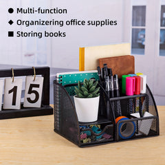 Mesh Pencil Desk Organizer with 6 Compartments