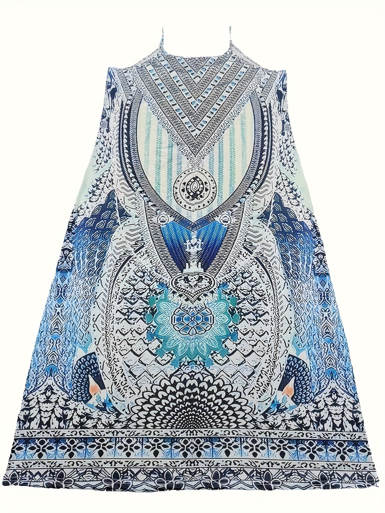 Boho Dress Women Tribal Print V Neck Maxi Cami D