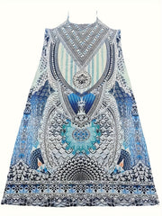 Boho Dress Women Tribal Print V Neck Maxi Cami D