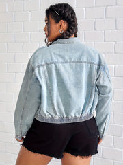 Denim Jacket Women's Solid Button Up Long Sleeve