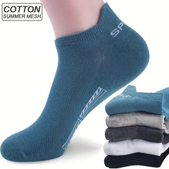 Men's High Ankle Sports Socks Cotton Breathable Mesh Casual Athletic Thin Socks