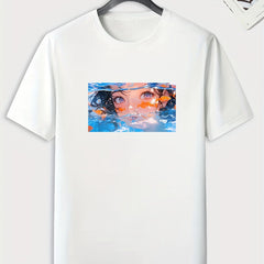 Anime Girl Pattern Print Men's Comfy Sports T shirt Graphic Tee