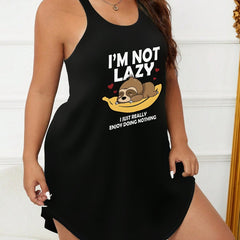 Sloth & Slogan Print Stretch Sleep Dress