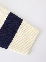 Girls' Striped Zip Collar Knitted Pullover Sweater
