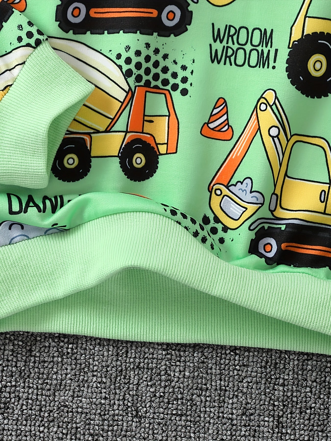 Excavator & Truck Print Sweatshirt Boy's Casual Graphic Crew Neck Pullover Sweat