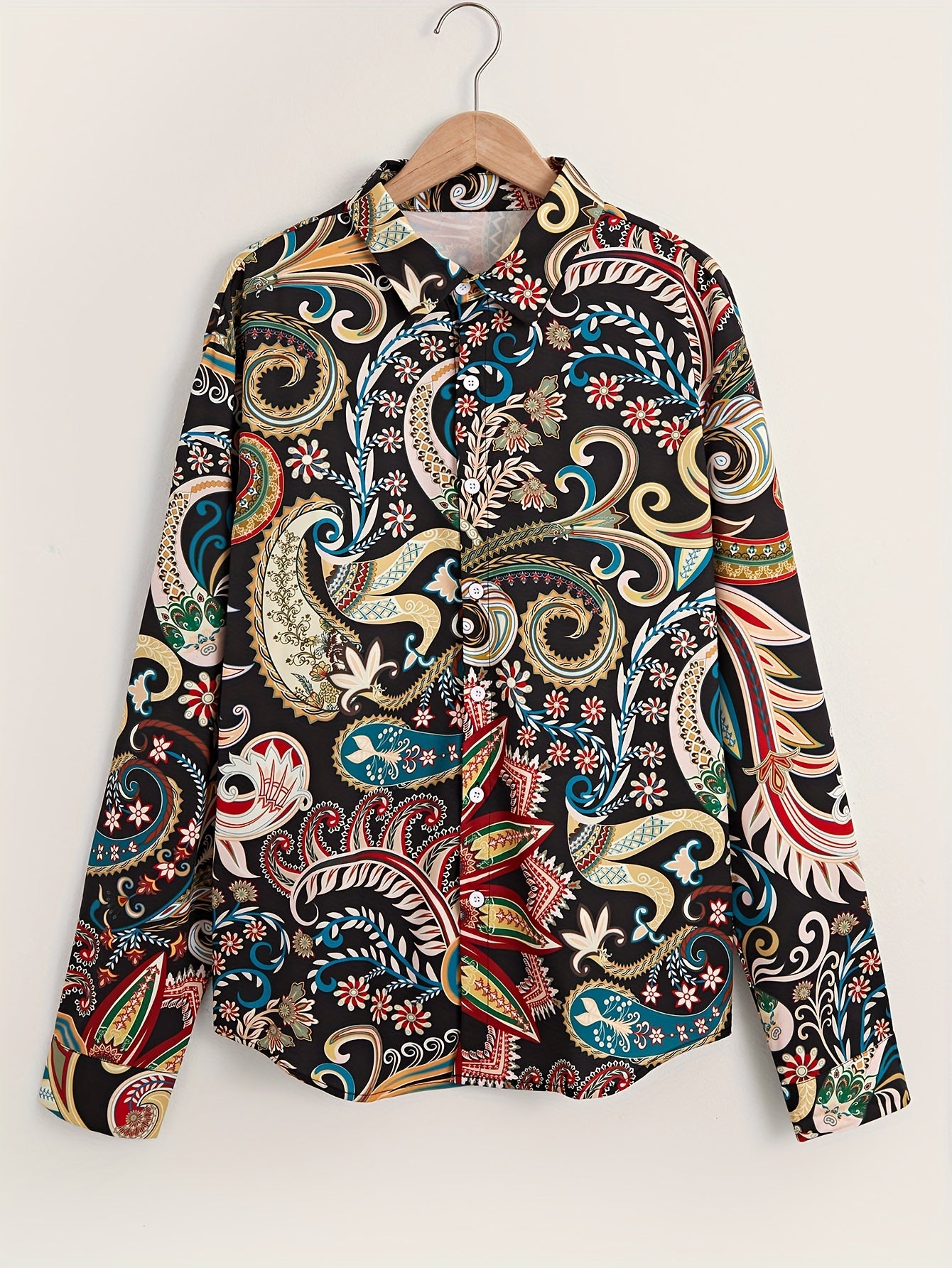 Colorful Pattern Men's Long Sleeve Shirt For Autumn Mens Clothing