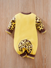 Yellow Cow Graphic Newborn Romper Long Sleeve Baby Bodysuit