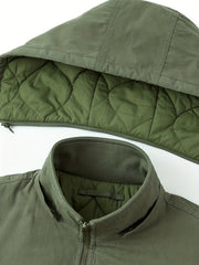 Men's Hooded Soft Shell Jacket Vintage Casual Warm Jacket