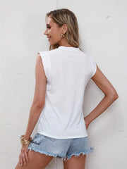 Solid Crew Neck Vest Casual Sleeveless Comfy Vest For Summer Women's Clothing