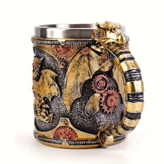 14oz Vintage Steel Beer Mug Dragon Design